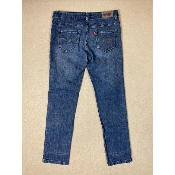 Levi's Red Tab Jeans Adult 31 Blue Straight Leg Low Rise Logo Womens - Picture 10 of 11